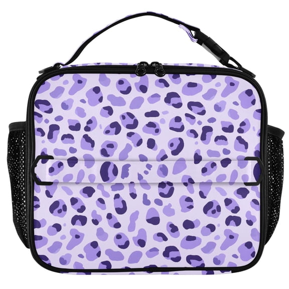 ALAZA Leopard Purple-a1 Insulated Lunch Box Lunch Bag Cooler Tote with Shoulder Strap