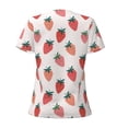 thumbnail image 3 of Goofa Hand Drawn Strawberry Pattern Womens Deep V Neck Low Cut Tops Casual Summer Short Sleeve Ribbed Knit T-Shirts-Medium, 3 of 5