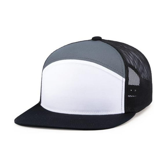 Pacific Headwear P787.X28.OS 6-Panel Arch Trucker Snapback Cap, White, Graphite & Black - One Size