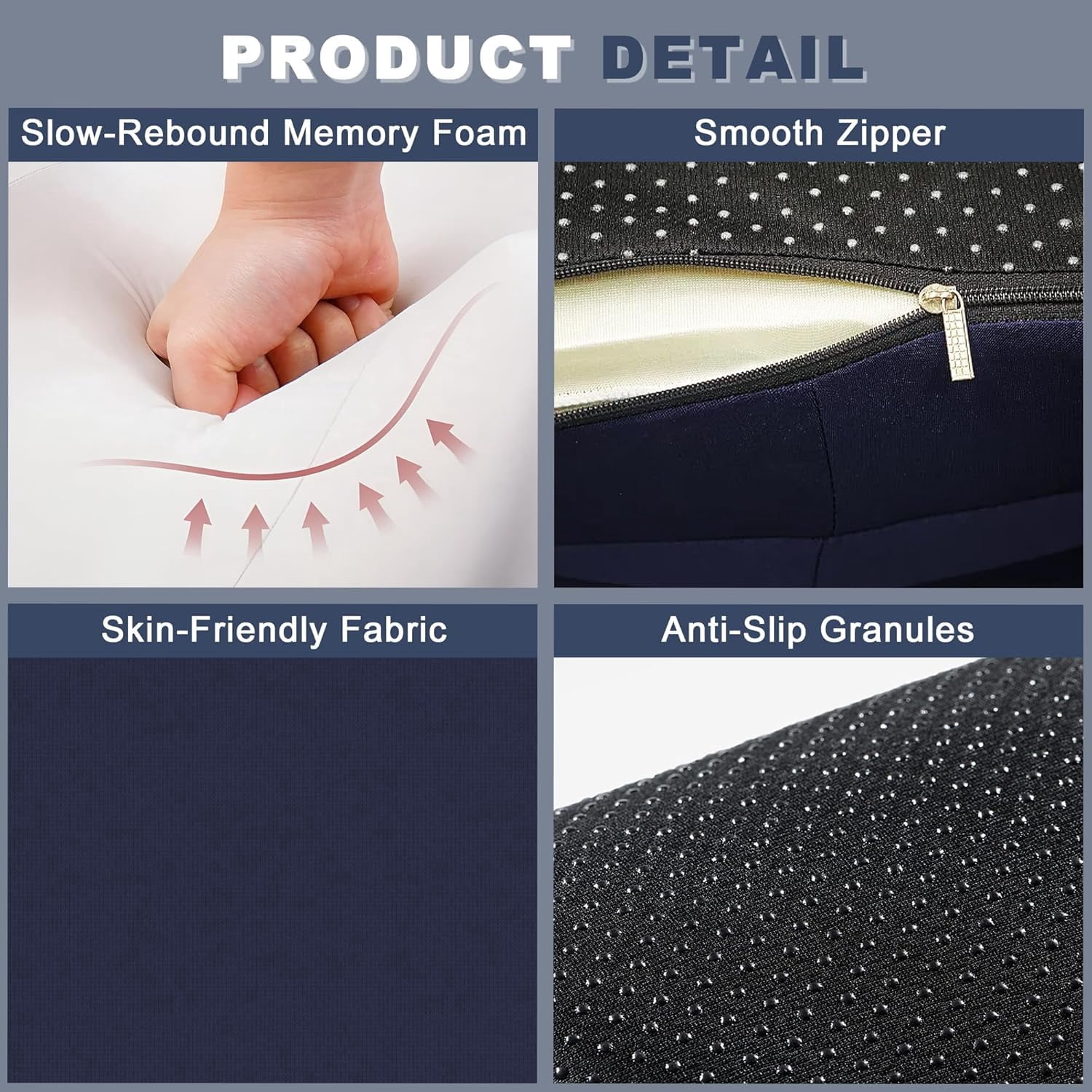 Memory Foam Wedge Pillow  Prone For Sleeping Reading Bed Support & Sitting Up Ideal Massage With Removable Cover