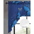 thumbnail image 2 of Blue Butterfly Swag Valances for Windows, Small Curtains Drapes, Farmhouse Modern Nature Animals Art Kitchen Window Curtains Over Sink Rod Pocket Window Treatment Valance for Bedroom/Bathroom 56"x36", 2 of 5