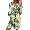 thumbnail image 2 of Pisexur Robe à Manches Courtes Col en V Women Robes d'Été Décontractées Manches 3/4 Tunique de Fête Décontractée Col en V Imprimé Dentelle Col en V Robe Midi Women Robe en Liquidation, 2 of 5