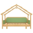 thumbnail image 4 of Bellemave Extendable Montessori House Bed, Wood Twin to King Daybed with Soft Cushion Rails, Double Twin Beds with Roof-Shaped, No Box Spring Needed (Natural+Green), 4 of 8