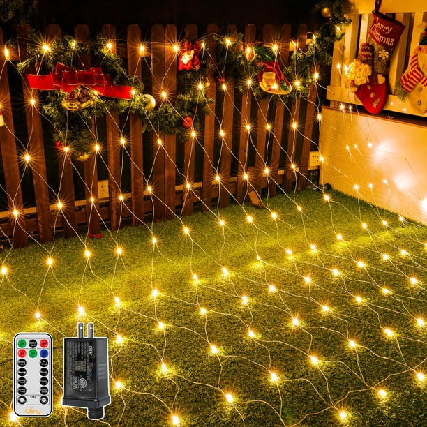 Red de luces navideñas Ollny 210 LED, 3 x 2 m, IP67, impermeable, blanco cálido
