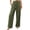 1# Army Green, variant on Women's Linen Pants High Waisted Wide Leg Button Decorated Casual Stretchy Pants with Pockets Sky Blue M