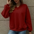 thumbnail image 2 of Jalioing V Neck Sweatshirts for Women Loose Basic Long Sleeve Pullover Tops Solid Color Fall Winter Casual Shirts, 2 of 8