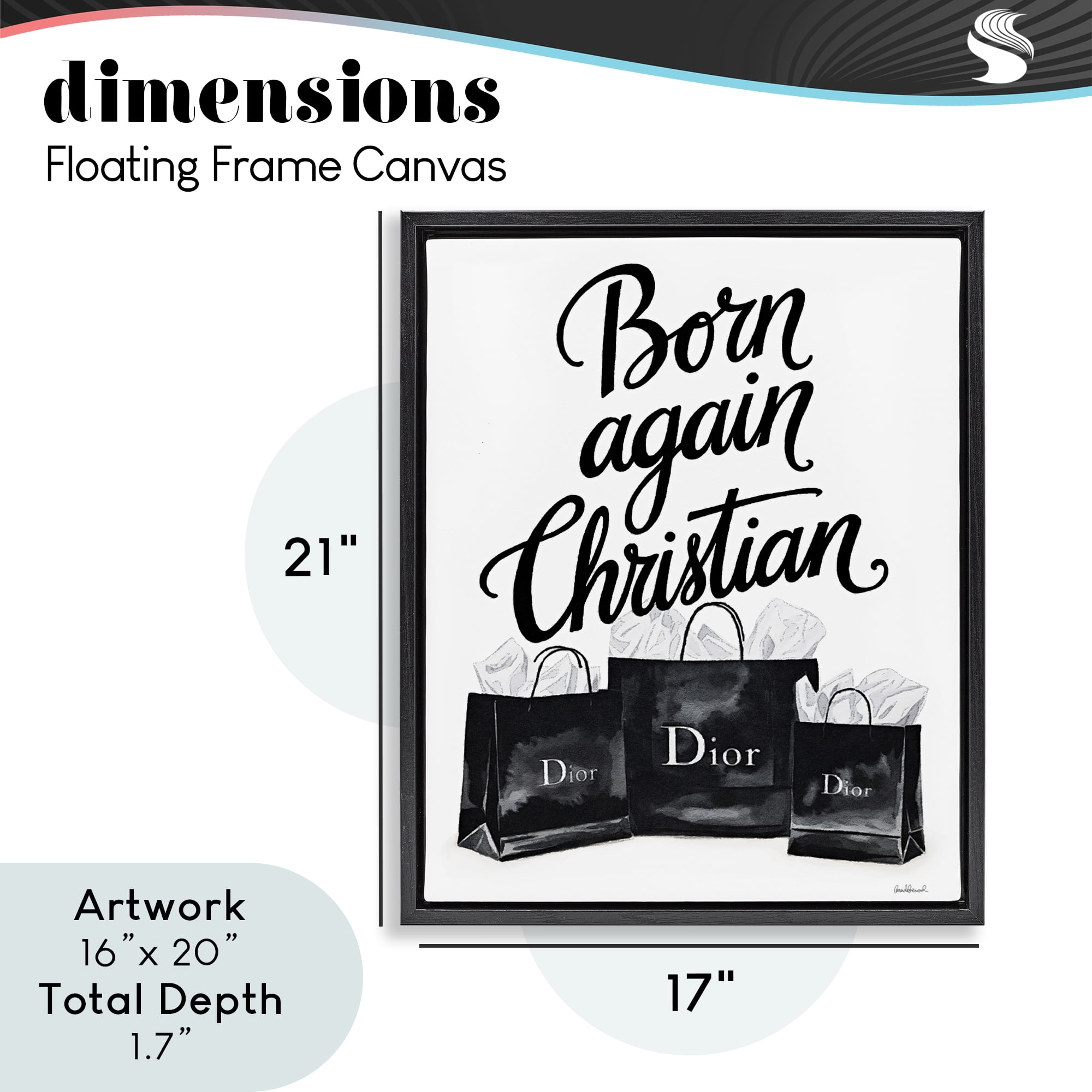 Shopping Born Again Christian Black Framed Floater Canvas Wall Art, design by Amanda Greenwood