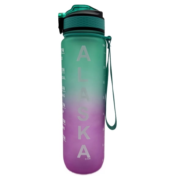 Alaskagift Water Bottle 32oz Purple Time Mark