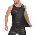 thumbnail image 4 of Posijego S-5XL Men's Leather Tank Tops Stretch Sleeveless Shirts Fashion Party Tank Top for Men, 4 of 6
