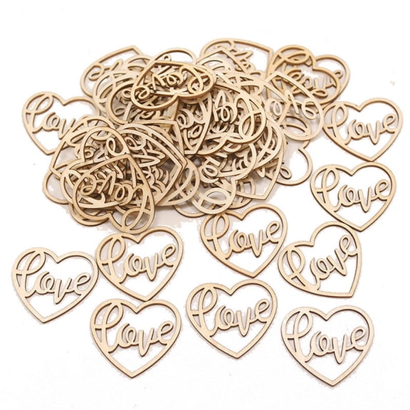 Ktoot 50Pcs Valentine's Day Decorations Wooden Heart Decor Pieces Love Wood Cutouts for Wedding Party Home Gathering Crafts Diy Hanging Ornaments (1.4"X1.6")Valentine's Day Gifts Wood Hearts Slices