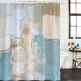 thumbnail image 3 of Modern Abstract Waterproof Fabric Shower Curtain, Blue Brown Color Blocks Waterproof Fabric Shower Curtain for Bathroom Curtains Bathtubs Hotel Washable Shower Curtains with 12 Hooks Long 72x78in, 3 of 8