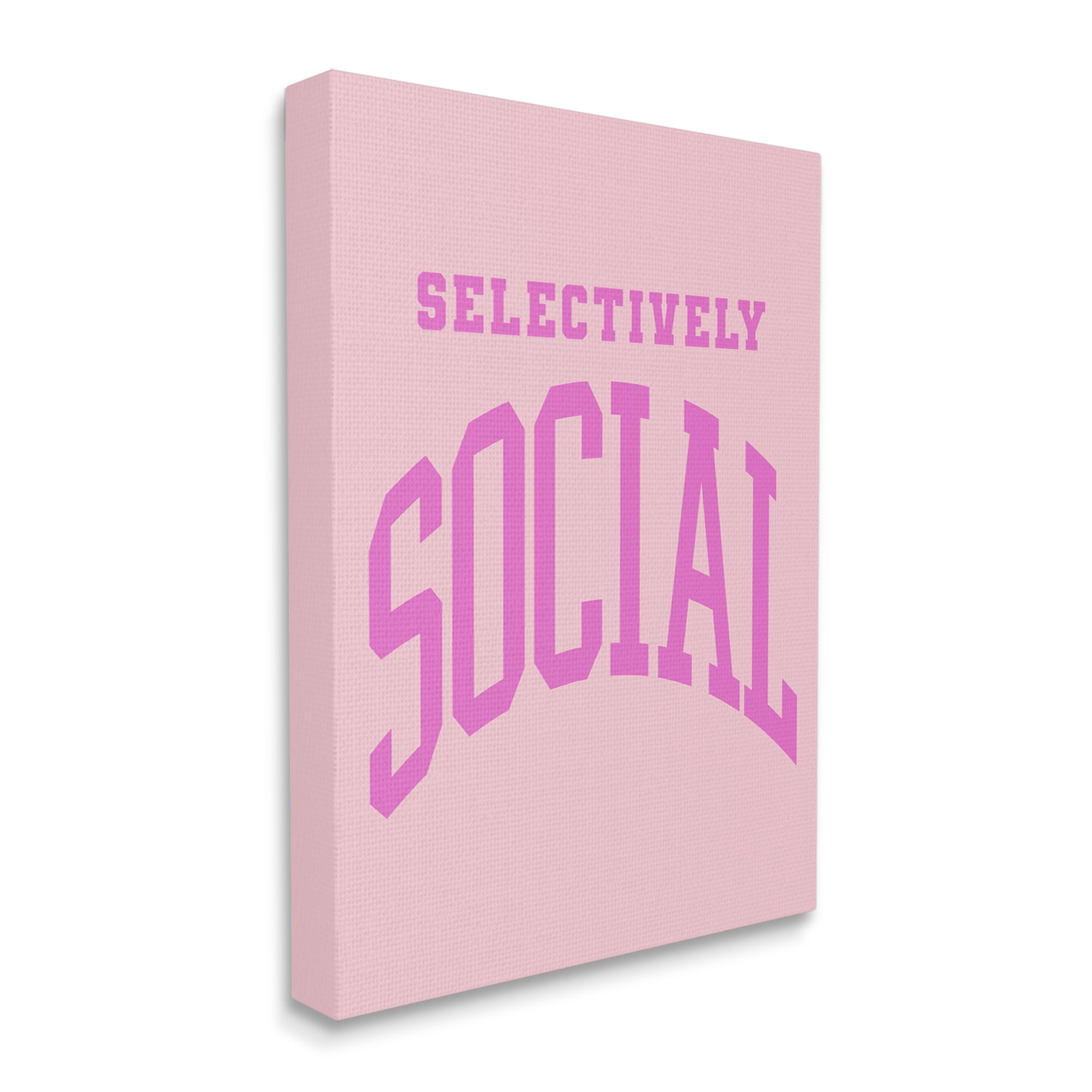 Stupell Industries Pink Selectively Social Phrase Typography Painting Gallery Wrapped Canvas Art Print Wall Art, 36 x 48