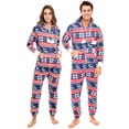 thumbnail image 3 of Notus Unisex Adult Fleece Hooded Zip Up One Piece Pajama Jumpsuit Sleepwear & Loungewear Pompom XL, 3 of 6
