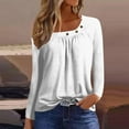 thumbnail image 2 of Annhoo Dressy Tops for Women Fall Casual Pleated Button Square Neck Long Sleeve Shirts Loose Solid Vacation T-Shirt, 2 of 5
