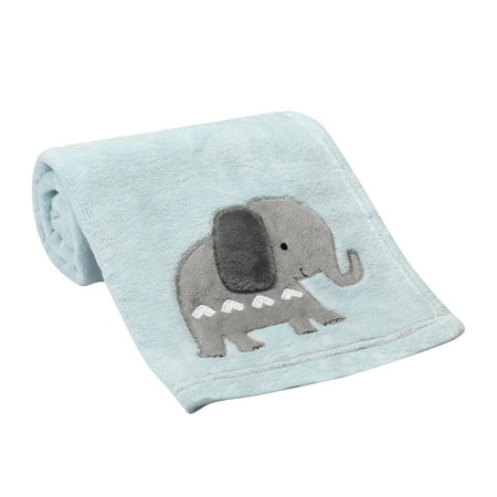 Bedtime Originals Jungle Fun Blue/Gray Safari Elephant Baby Blanket