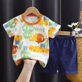 thumbnail image 2 of NOLDARES Toddler Baby Boy Summer Outfit Kids Cotton Printed Clothes Casual Short Sleeve Shirt Pants Set Blazer,5-6 Y, 2 of 4