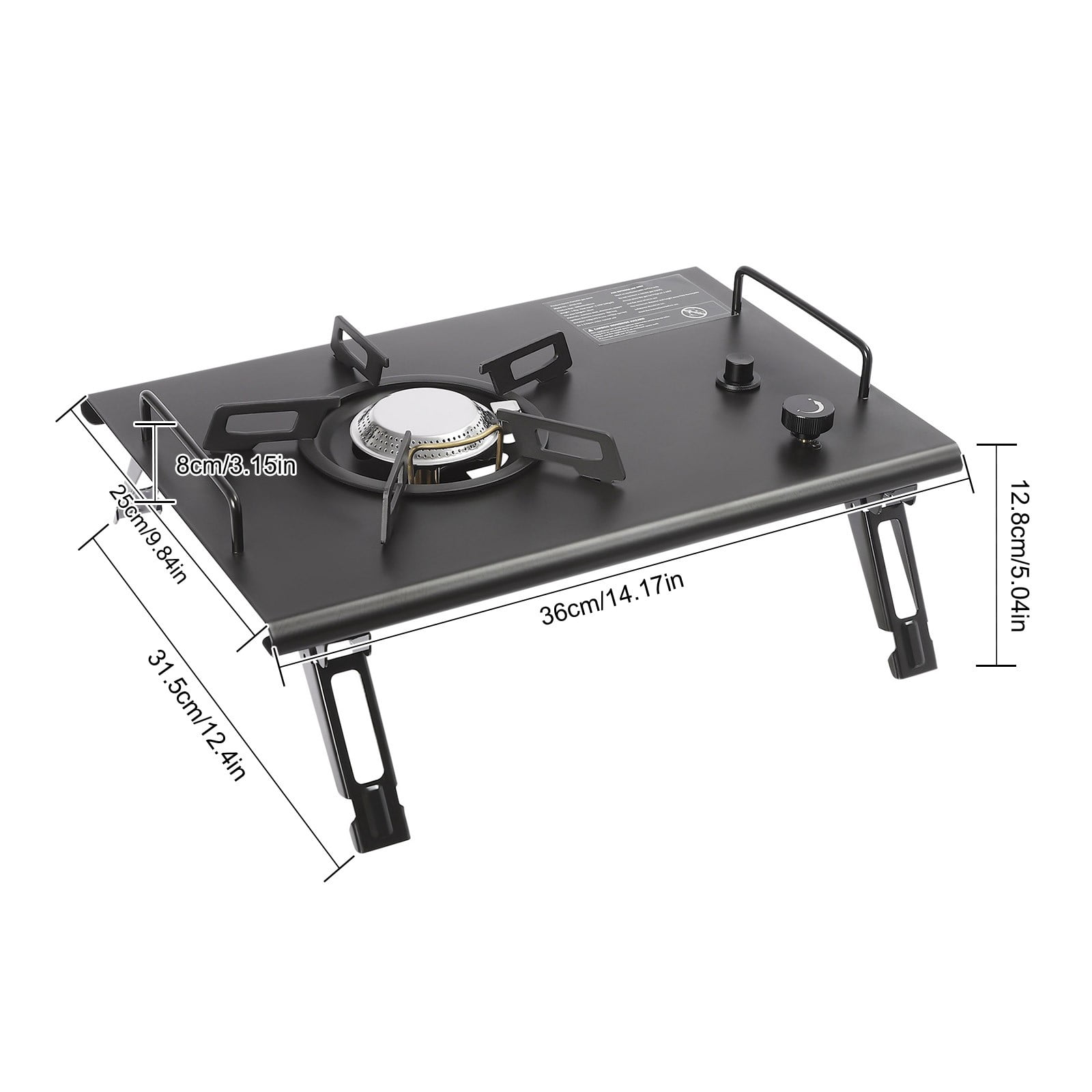 Portable Folding Outdoor Gas Stove, Camping Burner Cooker with Electronic Ignition, Outdoor Camping Cooking Stove for Camping, Hiking or Exploring (Black)
