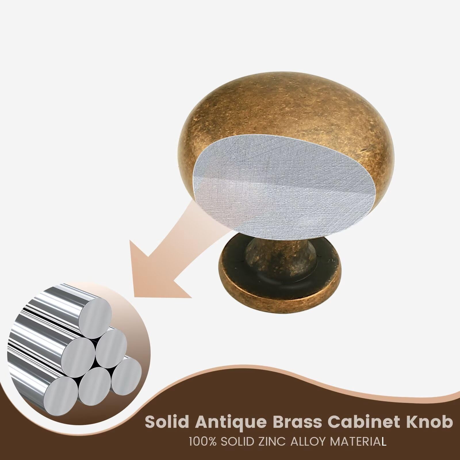 Aged Brass Knobs 12 Pack, Solid Warm Gold Cabinet Knobs, Antique Brass Drawer Knobs, Champagne Bronze Kitchen Cabinet Hardware,Diameter 1-1/5"