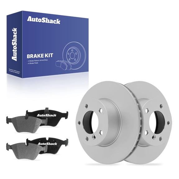 AutoShack Front Vented Coated Brake Rotors   Ceramic Pads 6-PC Brake Kit Replacement for 2007 BMW 328i 2008-2013 BMW 128i ArmorStop 11.81" (300.1 mm)