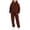 Brown, variant on Kids Girls All Over Polka Dot Hooded 2 Pcs Set Kangaroo Pocket Sweatshirt and Cuffed Jogger Pants Outfit White,10-11 Years