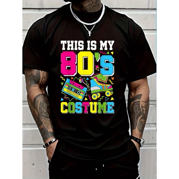 100% Cotton This Is My 80's Costume 80s Party Outfit Funny 80's Lover T-Shirt Short Sleeve T-Shirt Women's Men's Graphic Tee Causal Tops Women's Men Graphic Tee
