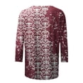 thumbnail image 5 of HKEJIAOI Hauts à Manches 3/4 pour Femmes Blouse Tunique Imprimé Floral L Blouse d'Été, 5 of 5