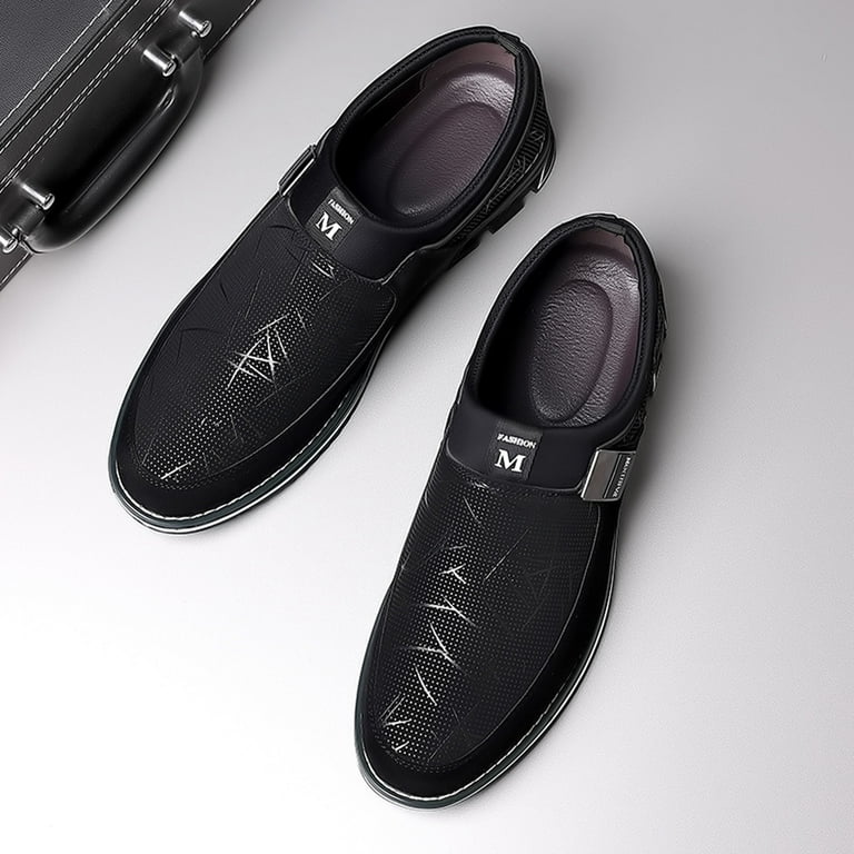 KaLI_store Men Shoes Men's Dress Shoes Oxford Formal Modern Leather Shoes  for Men,Black 