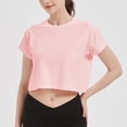 thumbnail image 2 of cfhntfmh Gym Tops for Women Short Sleeve Shirts Round Neck Crop Tops Basic T-Shirt Athletic Workout Tops, 2 of 3