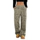 thumbnail image 3 of Pantalones Rectos con Estampado de Leopardo A Cuadros para Mujer, Cintura Elástica, Estilo Y2K, con Bolsillos. Leopardo XL, 3 of 10