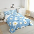 White Daisy Comforter Set King Size, Botanical Garden Artwork Quilt Set