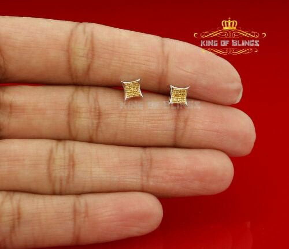 King of Bling's 0.05ct Diamond 925 Sterling Silver White Stud Women's/ Men's Kite Shape Earrings