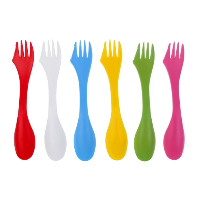 6 Piezas de Utensilios Cuchillería Spork Piraguas Kayak Canoa Senderismo Inflables Barco de Viaje Negro Sunnimix Spork para usos múltiples al aire libre