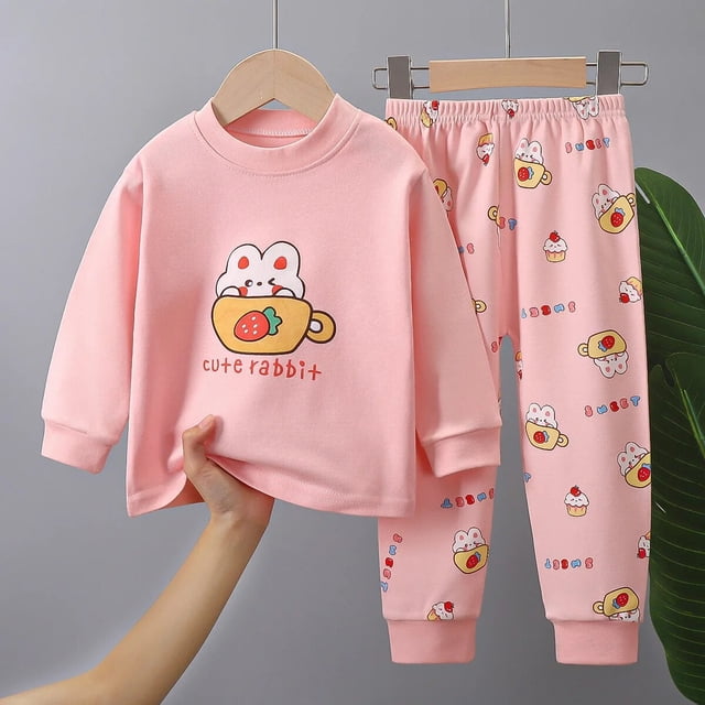 Conjunto de pijama para niños y niñas, camiseta de manga larga con estampado de dibujos animados, Tops con pantalones, ropa de dormir para otoño, novedad de 2023