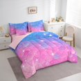 thumbnail image 3 of Manfei Chic Mermaid Print 7 Pieces Bedding Comforter Set,Sea Ocean Animal Full Bedding Set,Gradient Pink Blue Fitted Sheet Flat Sheet For Girls,Ultra Soft Home Decor Reversible, 3 of 8