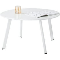 Patio Coffee Table, Metal Steel Outdoor Round Table Weather Resistant Anti-Rust Outdoor Table, White