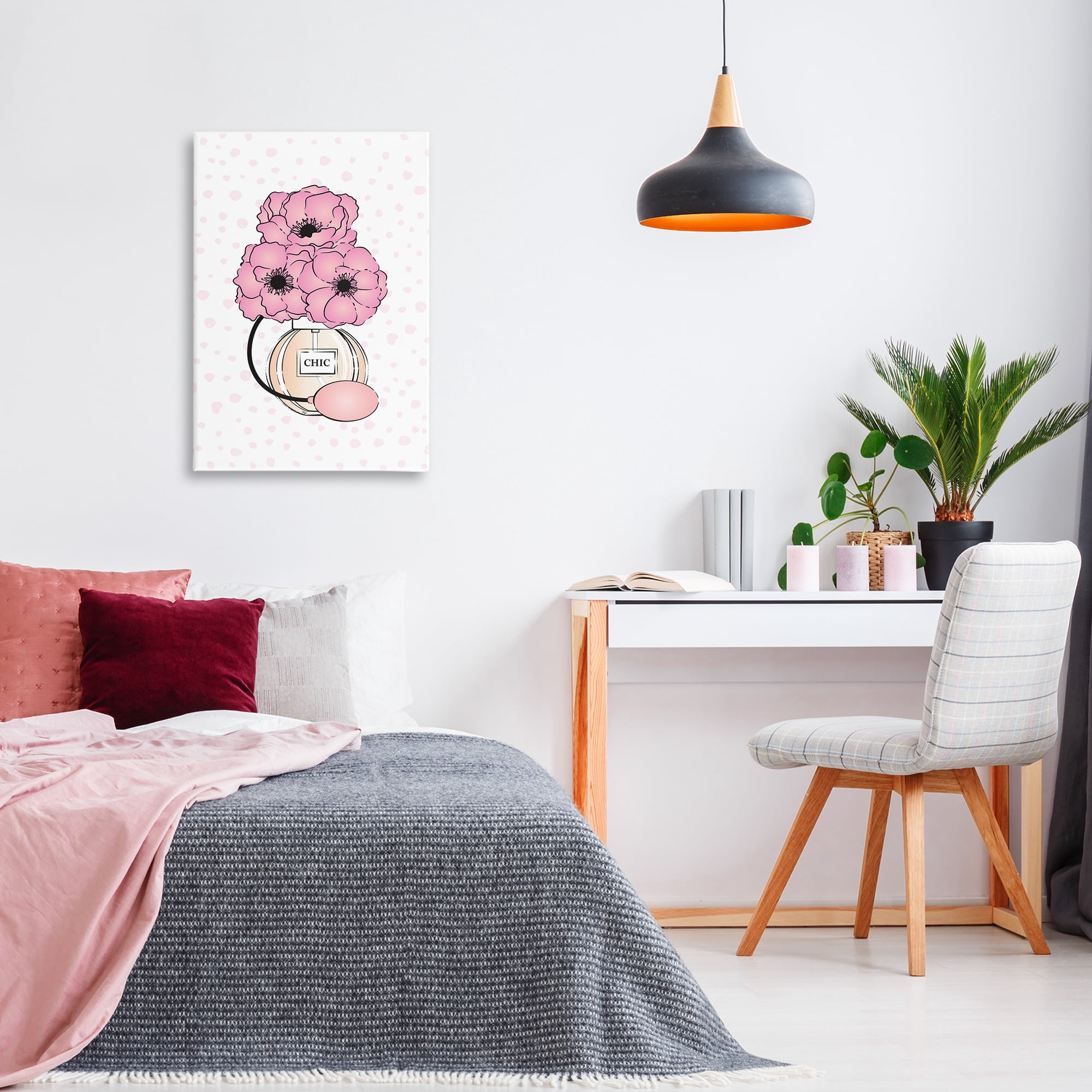 Stupell Industries Pink Florals in Perfume Botanical & Floral Painting Gallery Wrapped Canvas Art Print Wall Art, 20 x 30