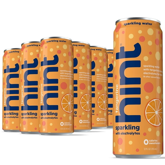 Hint Sparkling Water, Tangerine - Canned Flavored Water Beverages with Electrolytes, Zero Calories, and Sugar Free - 12 Fl Oz Cans (Pack of 12)