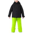 thumbnail image 1 of 4-16 Years Kid's Solid Color Girls Boys Ski Suit Windproof Warm Solid Color Skiing Set Green, 1 of 7