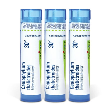 Boiron Caulophyllum Thalictroides 30C, Homeopathic Medicine for Menstrual Cramps Relief, 3 Count (3 x 80 Pellets)