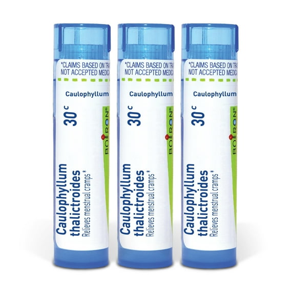 Boiron Caulophyllum Thalictroides 30C, Homeopathic Medicine for Menstrual Cramps Relief, 3 Count (3 x 80 Pellets)