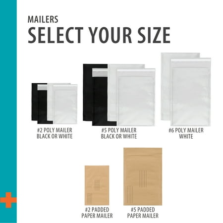 Pen+Gear Self-Seal Poly Flexible Mailers, #2 (7.5"x 10"), White, 25-Count