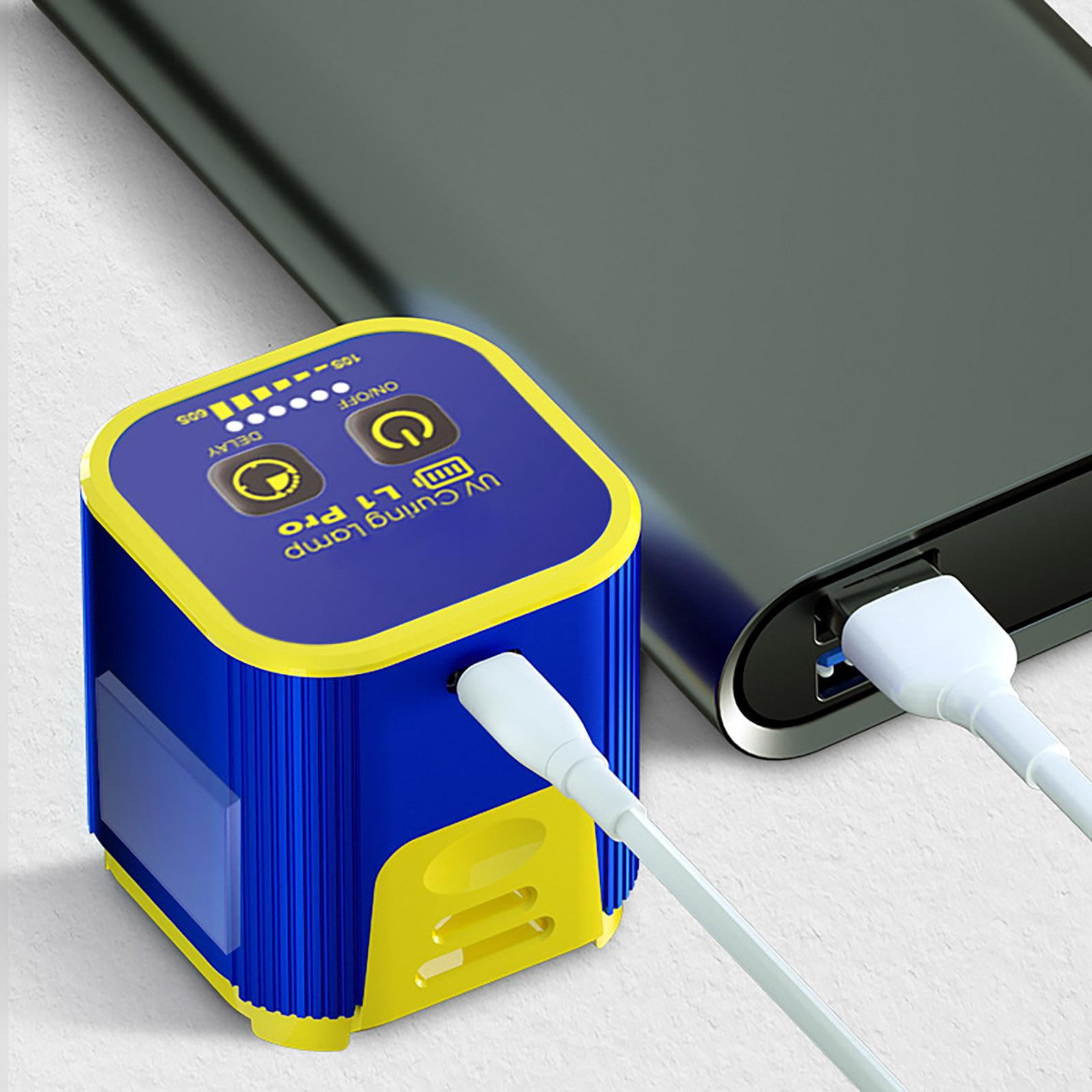 JIAHAOO 5-7W UV Curing Lamp with Dual Core Wick for UV Resin Optical Shadowless Glue Curing Type-C Charging Cordless
