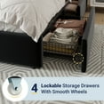 thumbnail image 6 of Allewie Modern King Size Platform Bed Frame with 4 Storage Drawers and Velvet Upholstered Headboard, Wooden Slats Support, Black, 6 of 8