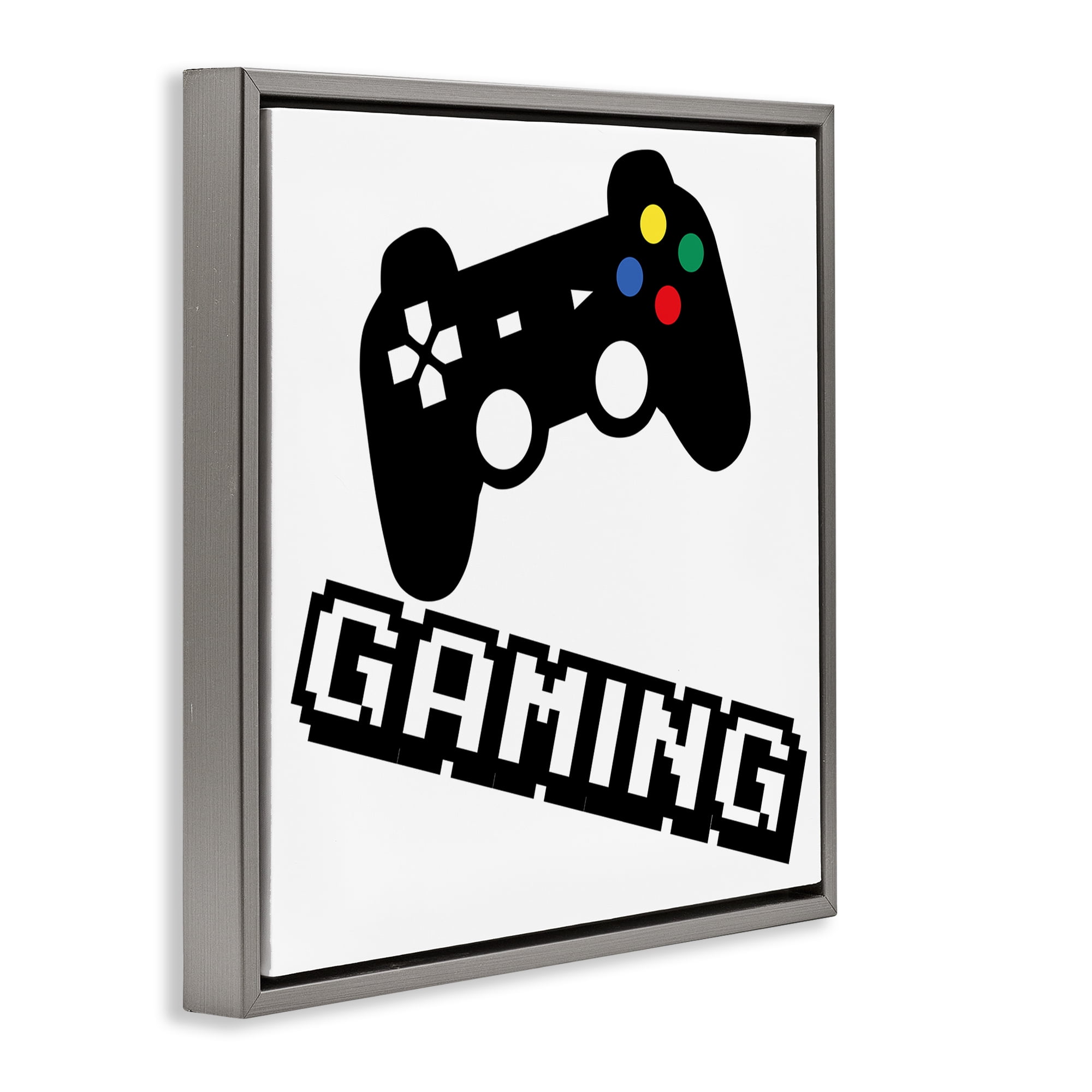 Stupell Industries Playful Pixel Gaming Gray Framed Floater Canvas Wall Art, design by Marcus Prime