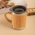 thumbnail image 3 of MANNYA Practical Bamboo Coffee Mug Stainless Steel Wooden Coffee Tea Cup Insulated Portable for Office Keeps Drinks Hot or Cold, 3 of 14