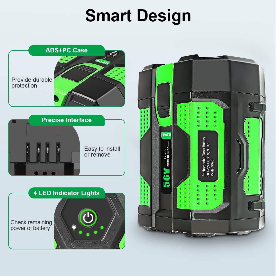 SUnMilY 9.0Ah Battery Replacement for EGO 56V Lithium, 56 Volt 9000mAh Compatible with BA2800 BA4200T BA4200 BA1400 BA2800T BA5600T Lithium Ion Battery