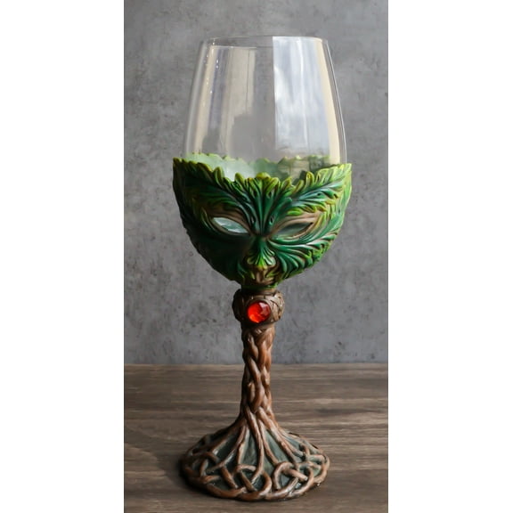 Large Mysterious Forest Tree Spirit Greenman Deity Wine Glass Goblet Chalice Cup