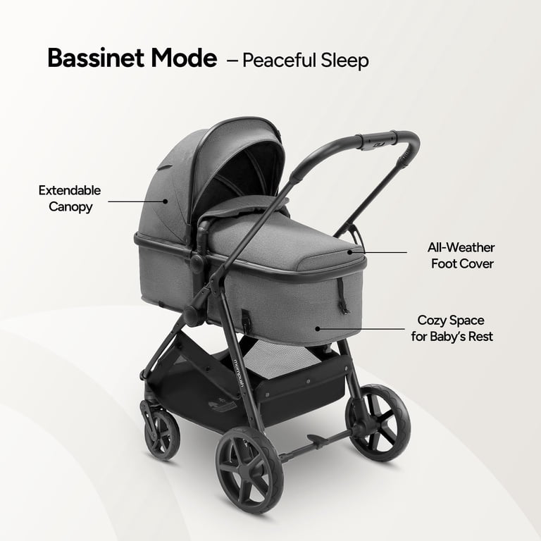 Mompush Wiz 2-in-1 Baby Stroller, Bassinet Mode, Reversible Seat