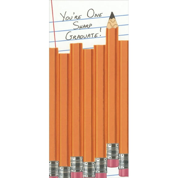 Designer Greetings One Sharp Graduate : Row Of Pencils Money Holder / Gift Card Holder Graduation Congratulations Card