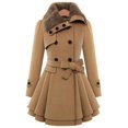 thumbnail image 1 of Women\'s Double Breasted Trench Coat Winter Mid-length Belted Mid-length Tweed Wool Coats, 1 of 2